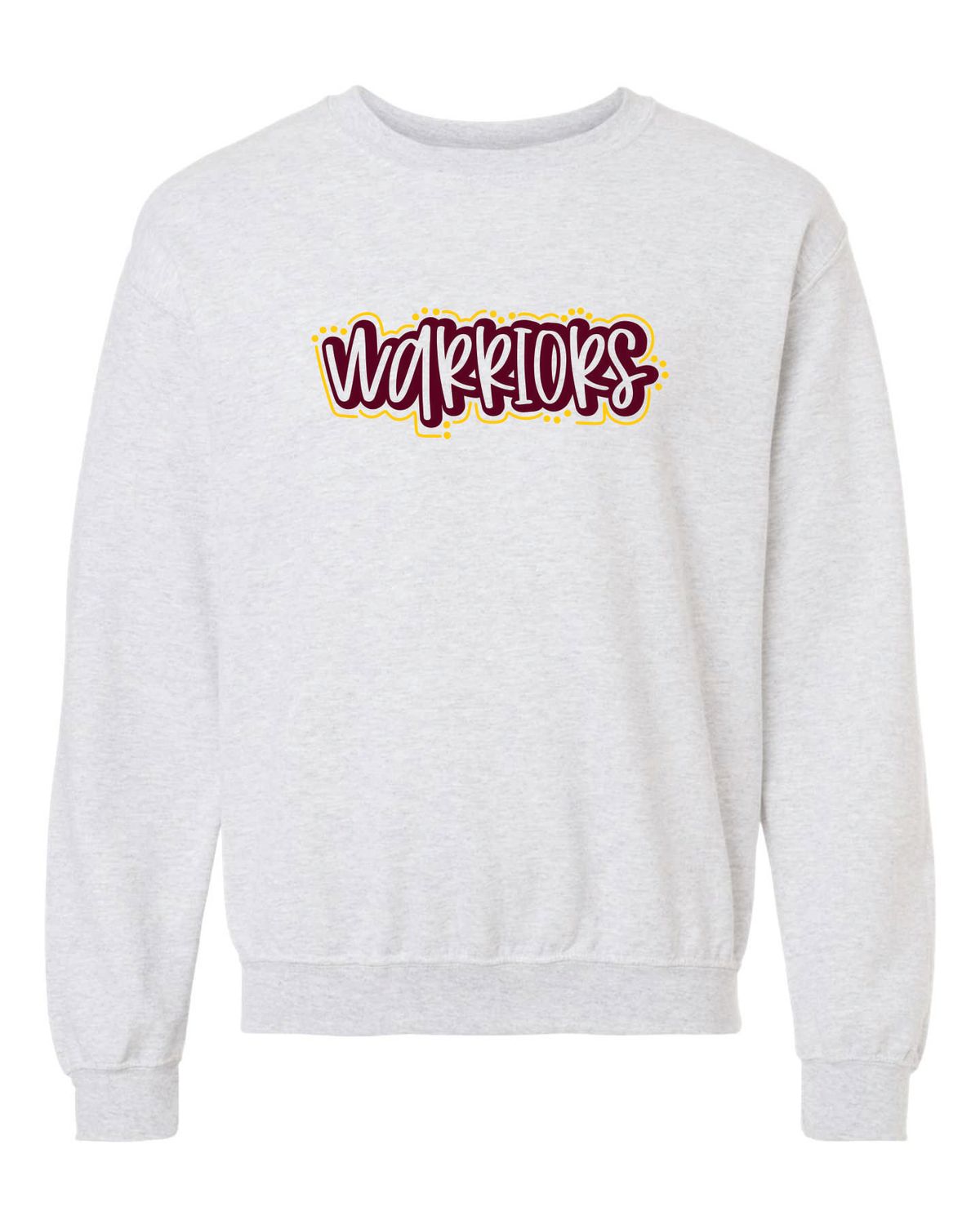 WARRIORS CREWNECK SWEATSHIRT, ASH GREY ***GLITTER LOGO***