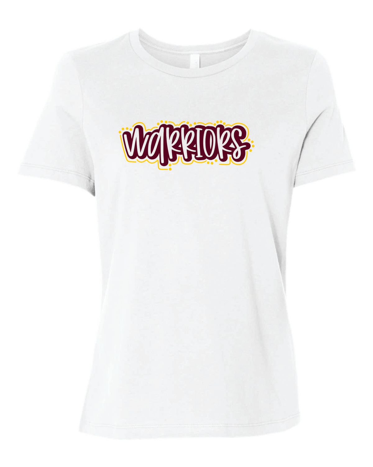 WARRIORS WOMEN'S RELAXED TEE, WHITE ***GLITTER LOGO***
