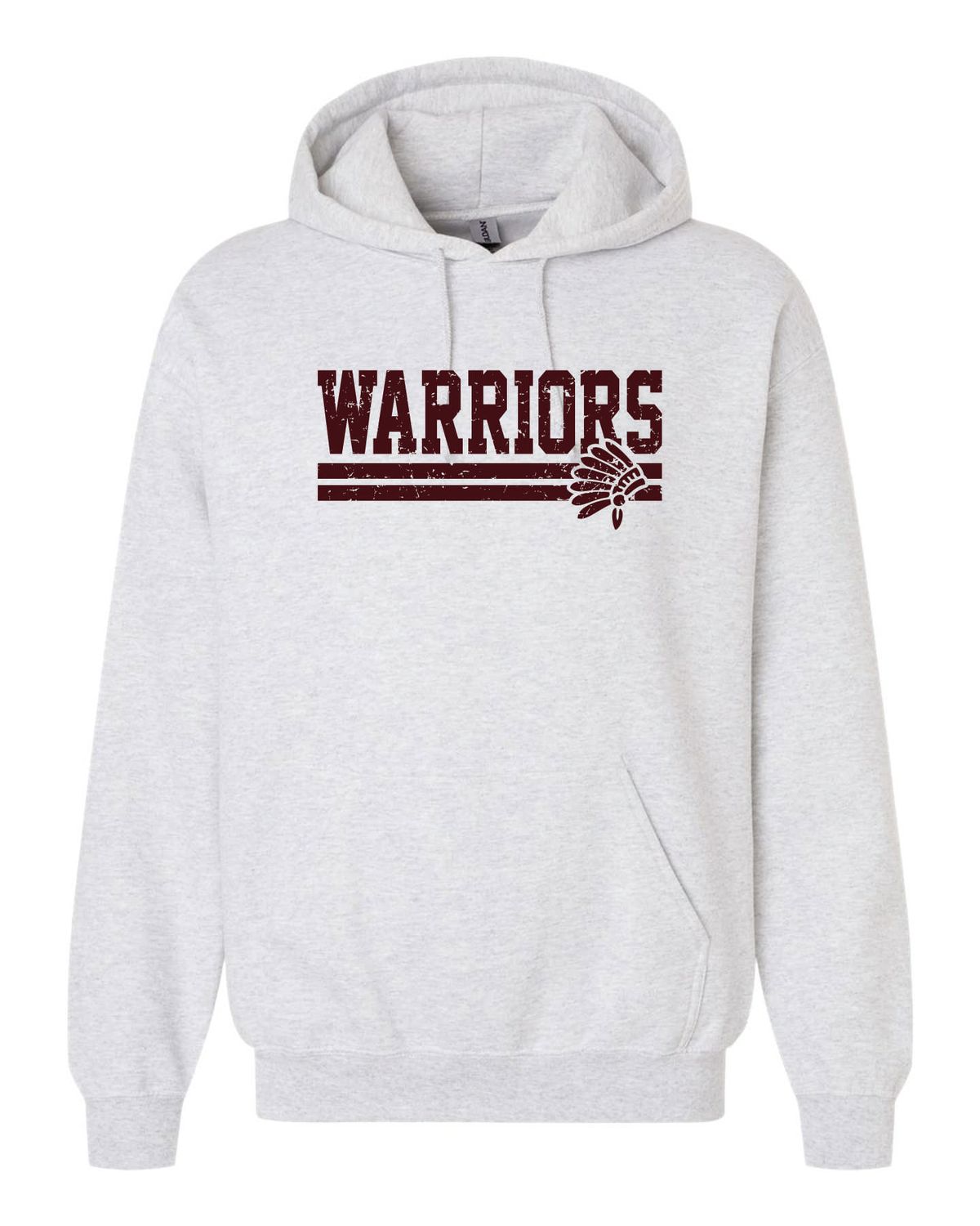 WARRIORS HOODED SWEATSHIRT, ASH GREY