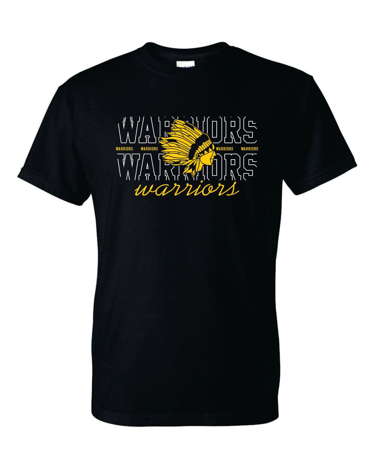WARRIORS MASCOT T-SHIRT, BLACK