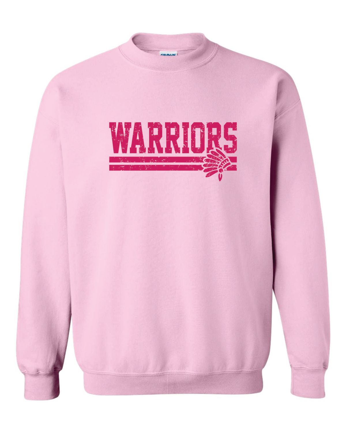 WARRIORS CREWNECK SWEATSHIRT, LIGHT PINK