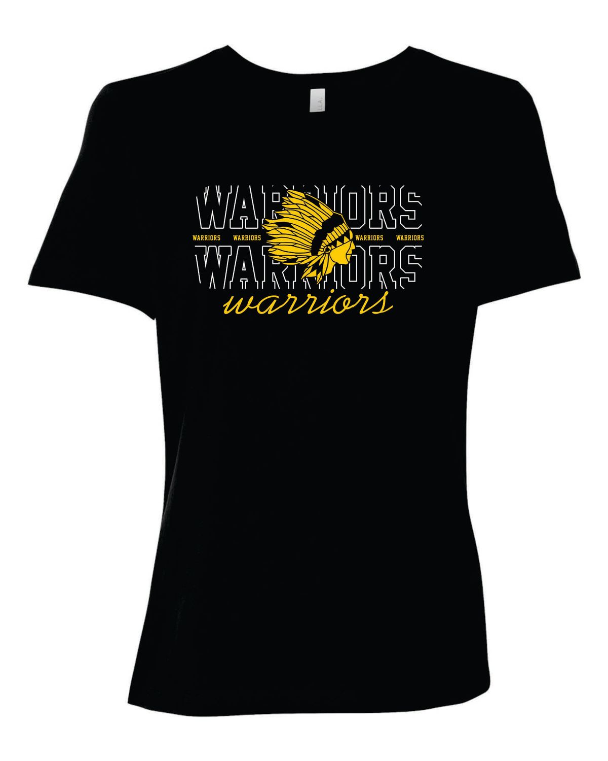 WARRIORS MASCOT WOMEN'S RELAXED T-SHIRT, BLACK