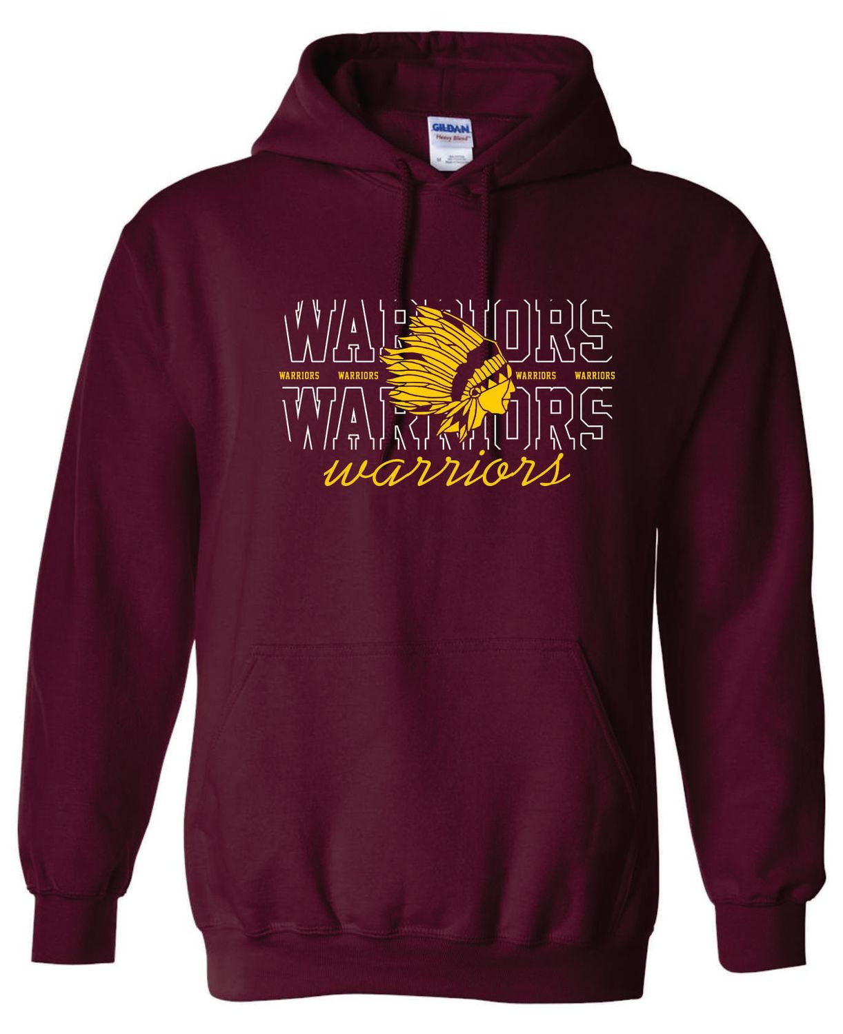 WARRIORS MASCOT HOODED SWEATSHIRT, MAROON