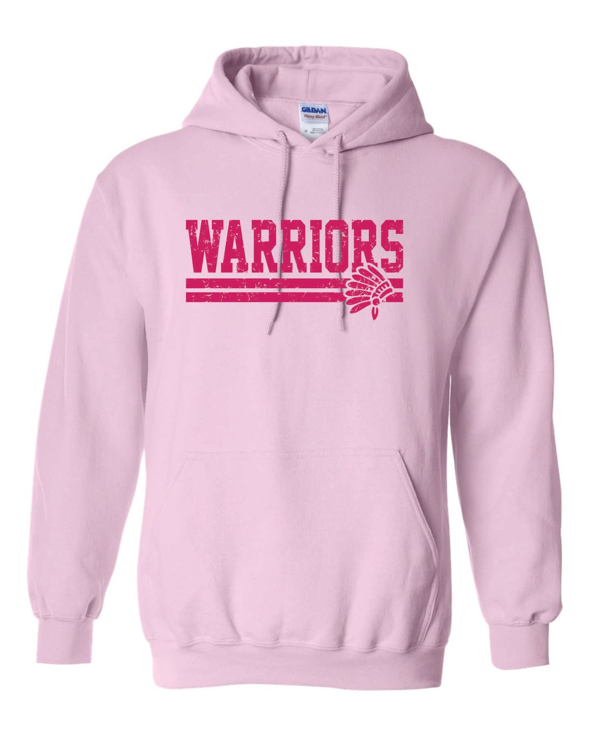 WARRIORS HOODED SWEATSHIRT, LIGHT PINK