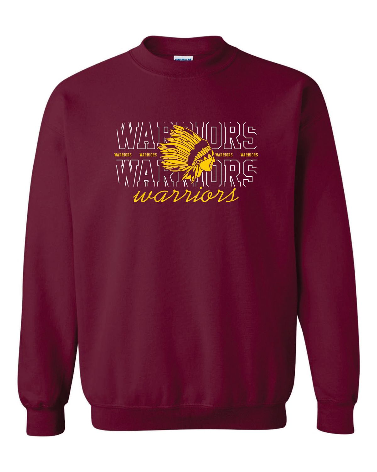 WARRIORS MASCOT CREWNECK SWEATSHIRT, MAROON