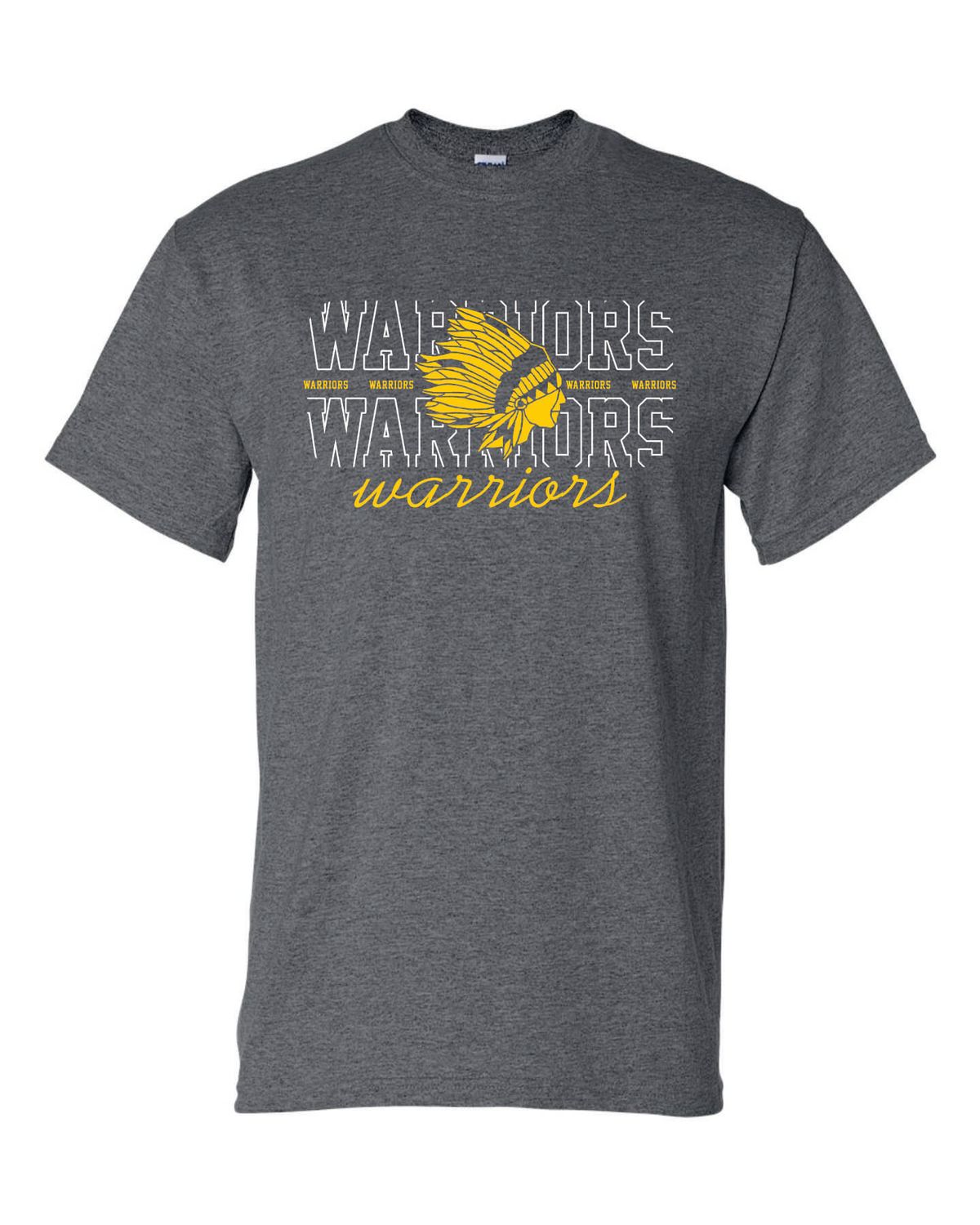WARRIORS MASCOT T-SHIRT, DARK HEATHER GREY