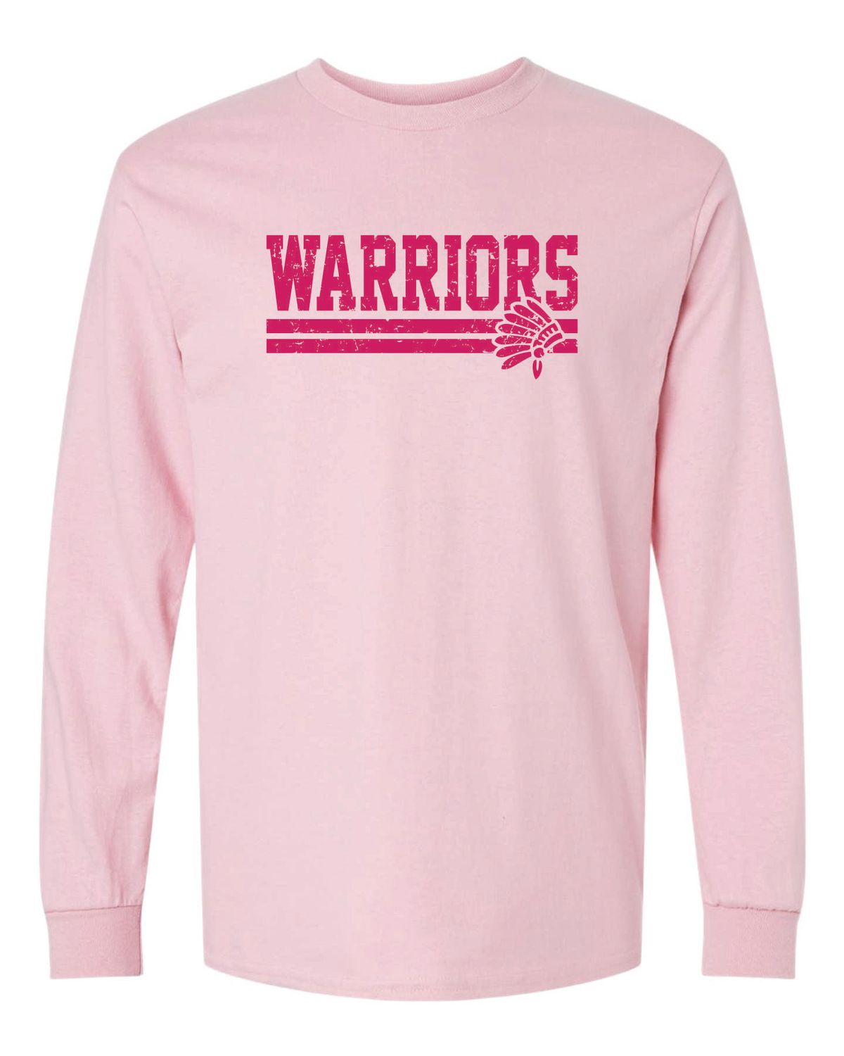 WARRIORS LONG SLEEVE T-SHIRT, LIGHT PINK