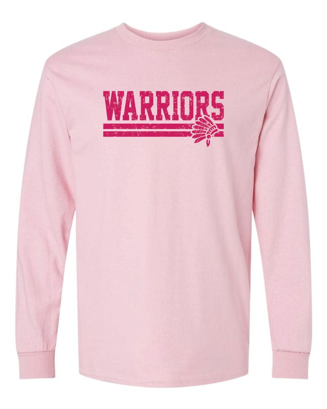 WARRIORS LONG SLEEVE T-SHIRT, LIGHT PINK