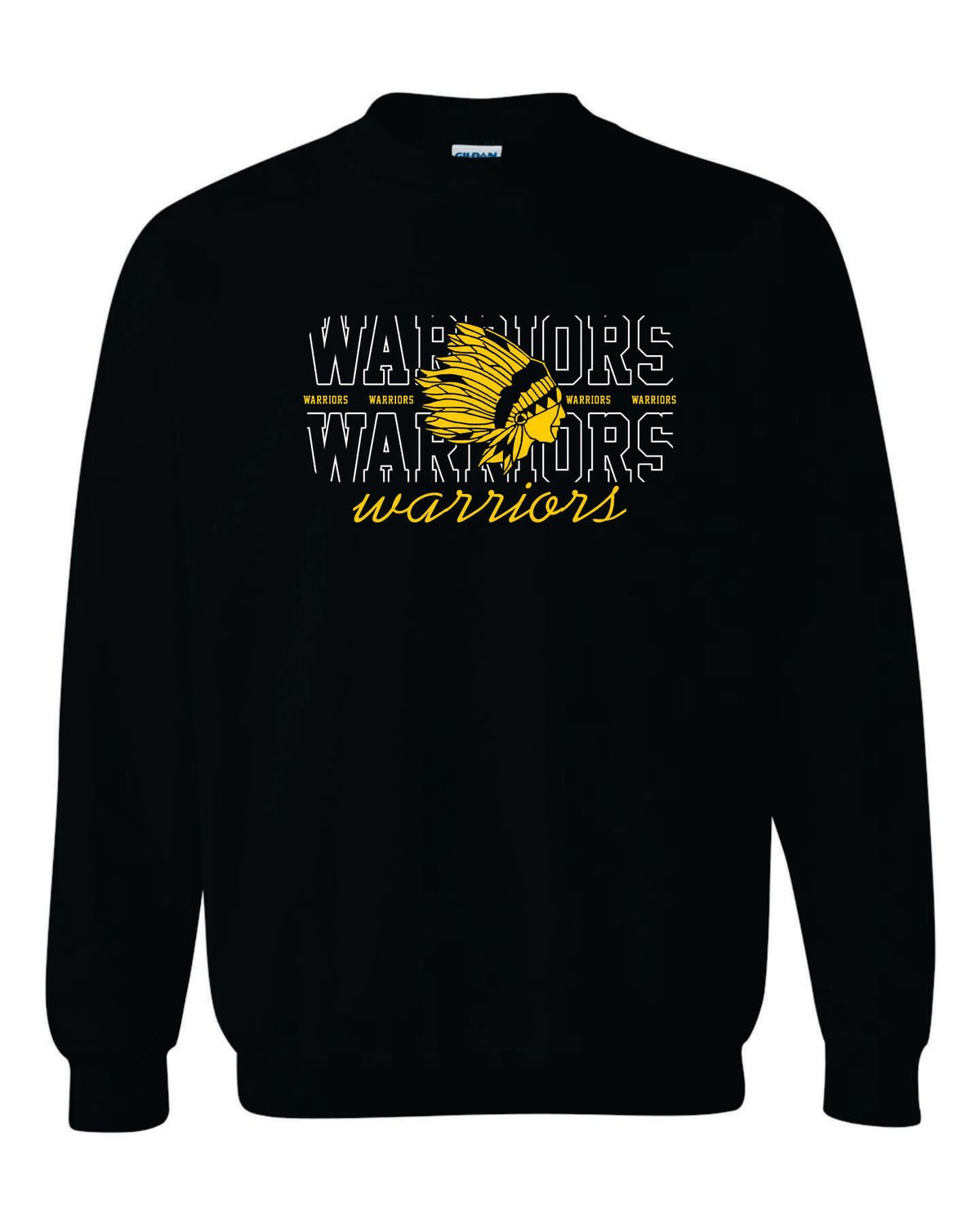 WARRIORS MASCOT CREWNECK SWEATSHIRT, BLACK