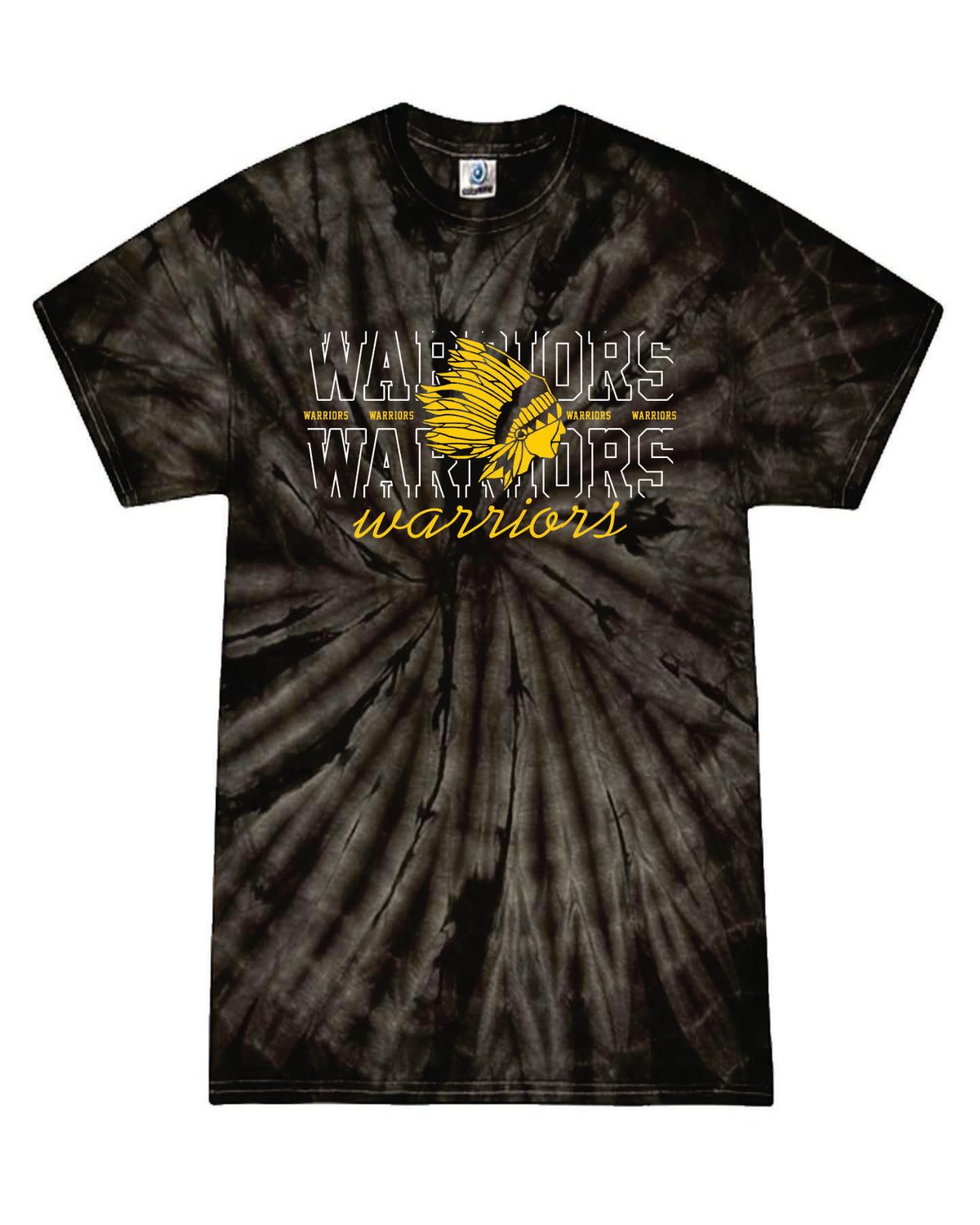 WARRIORS MASCOT TIE-DYE T-SHIRT, SPIDER BLACK