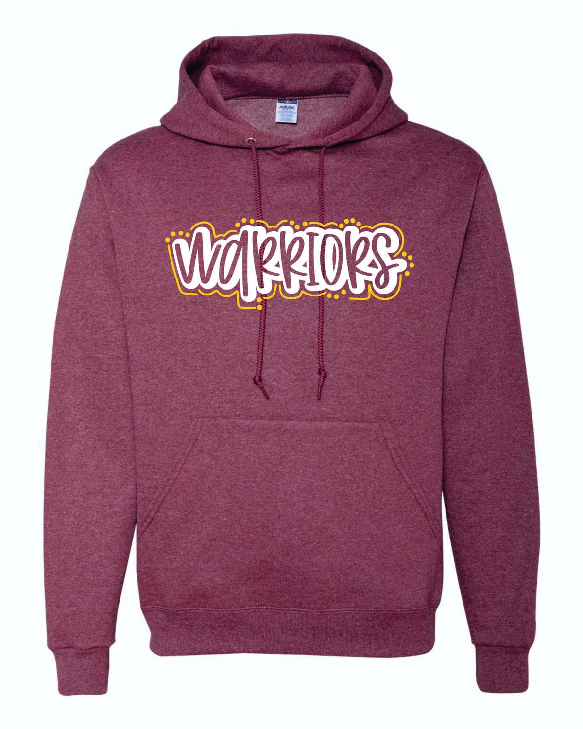 WARRIORS HOODED SWEATSHIRT, VINTAGE HEATHER MAROON ***GLITTER LOGO***