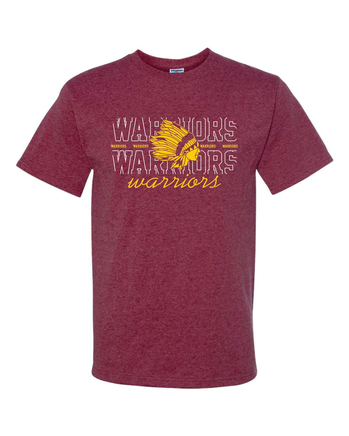 WARRIORS MASCOT T-SHIRT, VINTAGE HEATHER MAROON