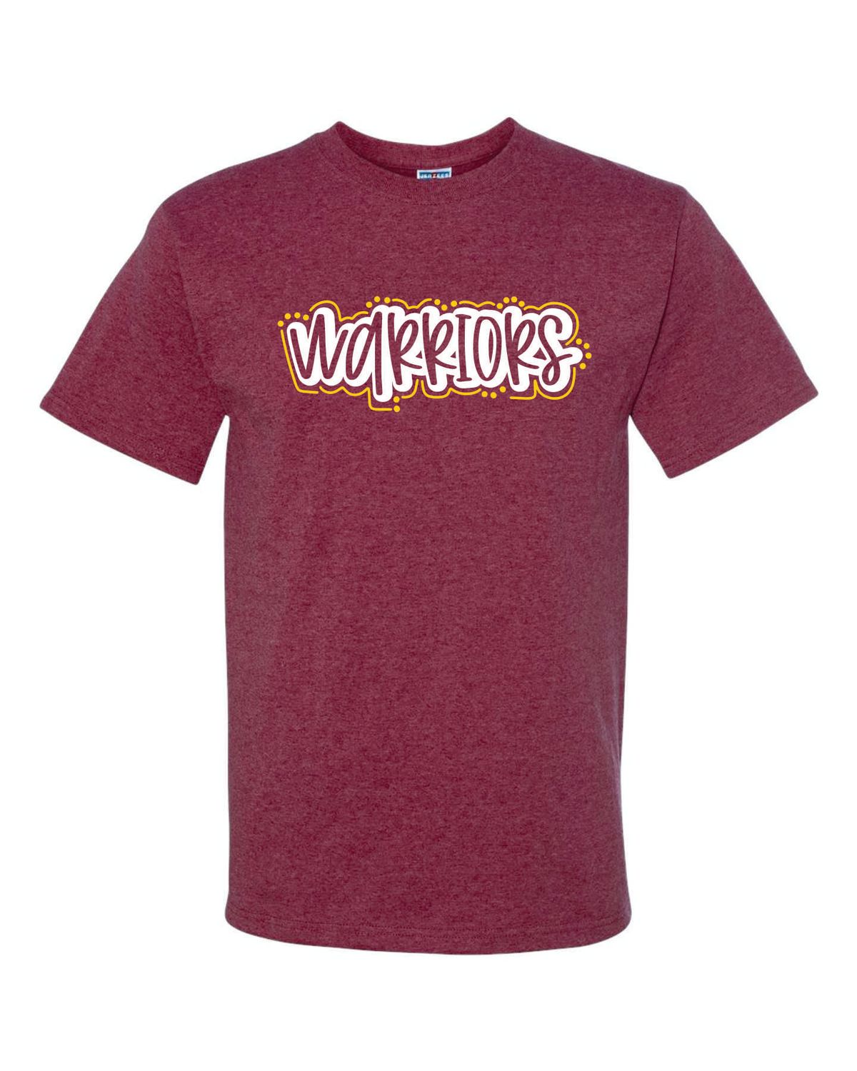 WARRIORS T-SHIRT, VINTAGE HEATHER MAROON ***GLITTER LOGO***