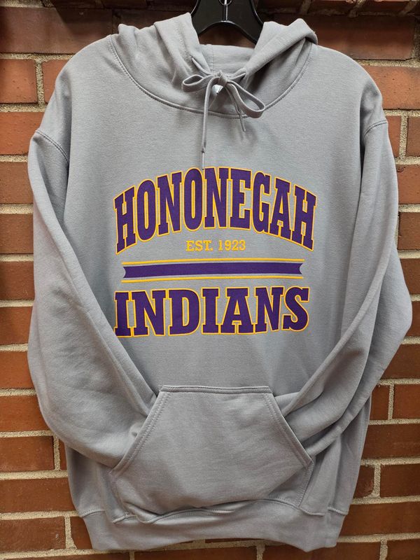Hononegah Indians Hooded Sweatshirt, Cement