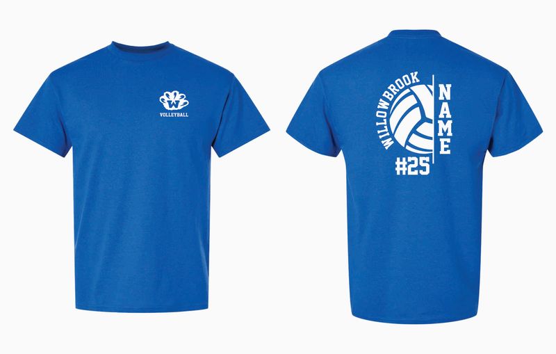 WILLOWBROOK VOLLEYBALL T-SHIRT, ROYAL