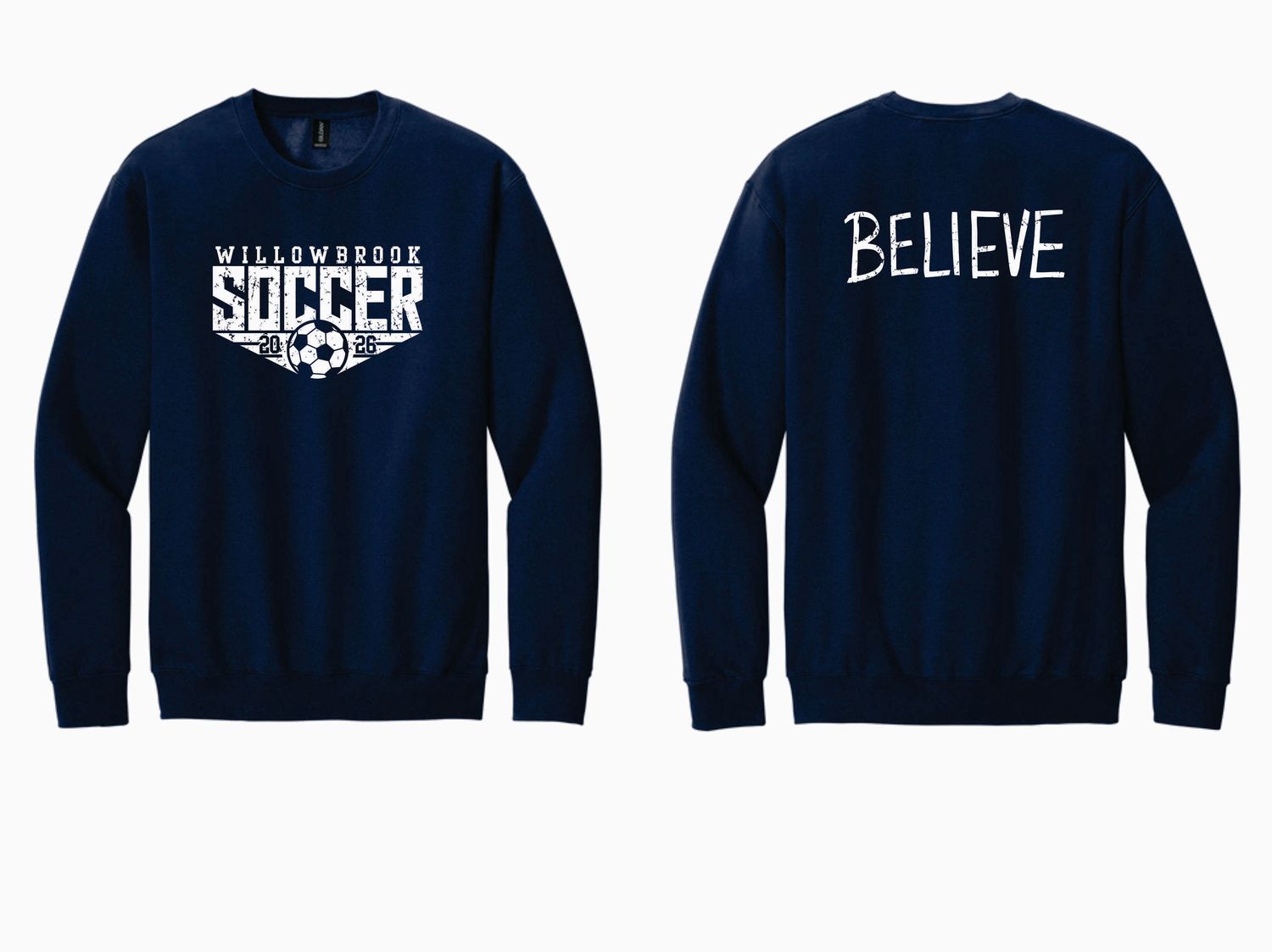 WILLOWBROOK SOCCER CREWNECK SWEATSHIRT, NAVY