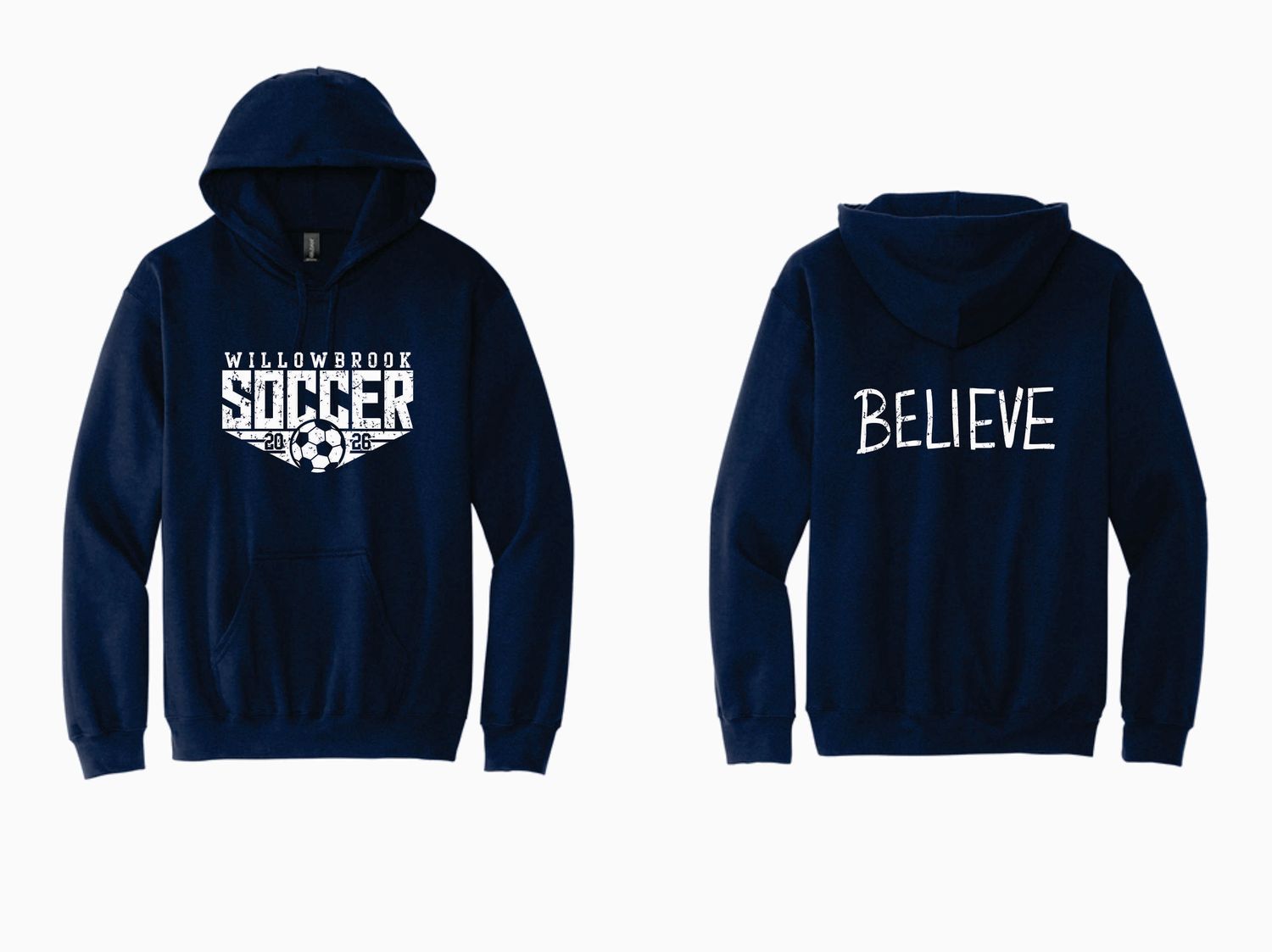 WILLOWBROOK SOCCER HOODED SWEATSHIRT, NAVY