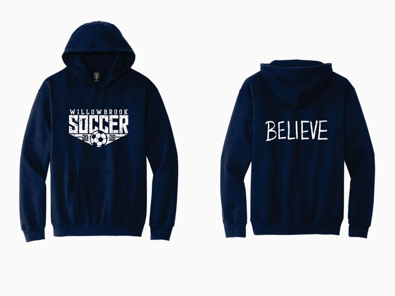 WILLOWBROOK SOCCER HOODED SWEATSHIRT, NAVY