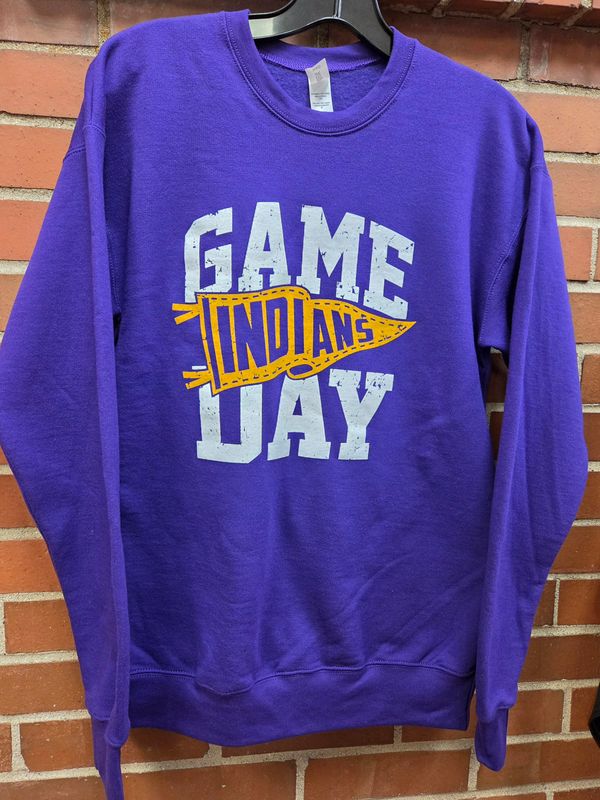 Indians Game Day Crewneck Sweatshirt, Purple