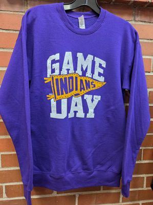 Indians Game Day Crewneck Sweatshirt, Purple