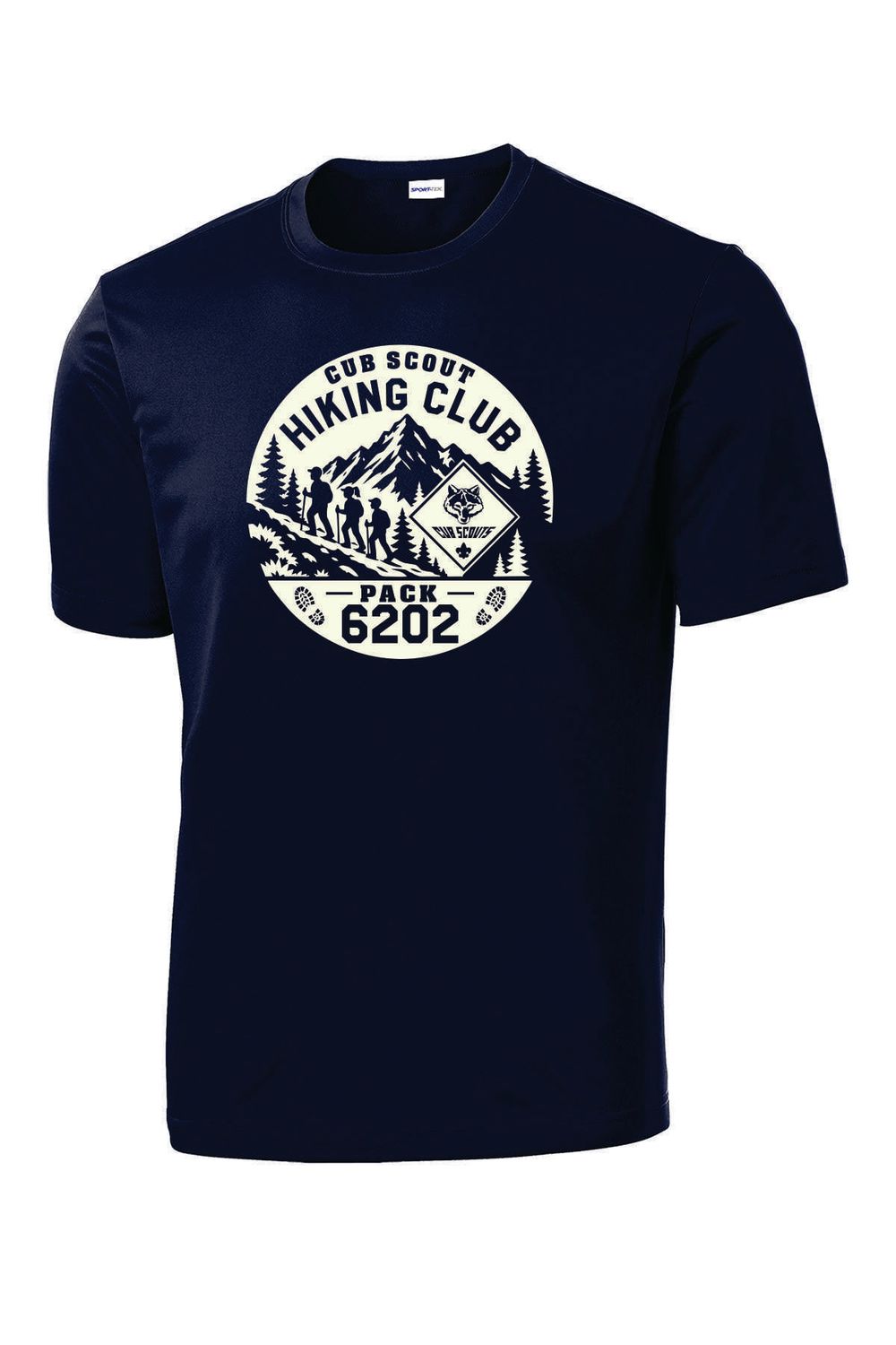 PACK 6202 HIKING CLUB MOISTURE-WICKING POLYESTER T-SHIRT, NAVY