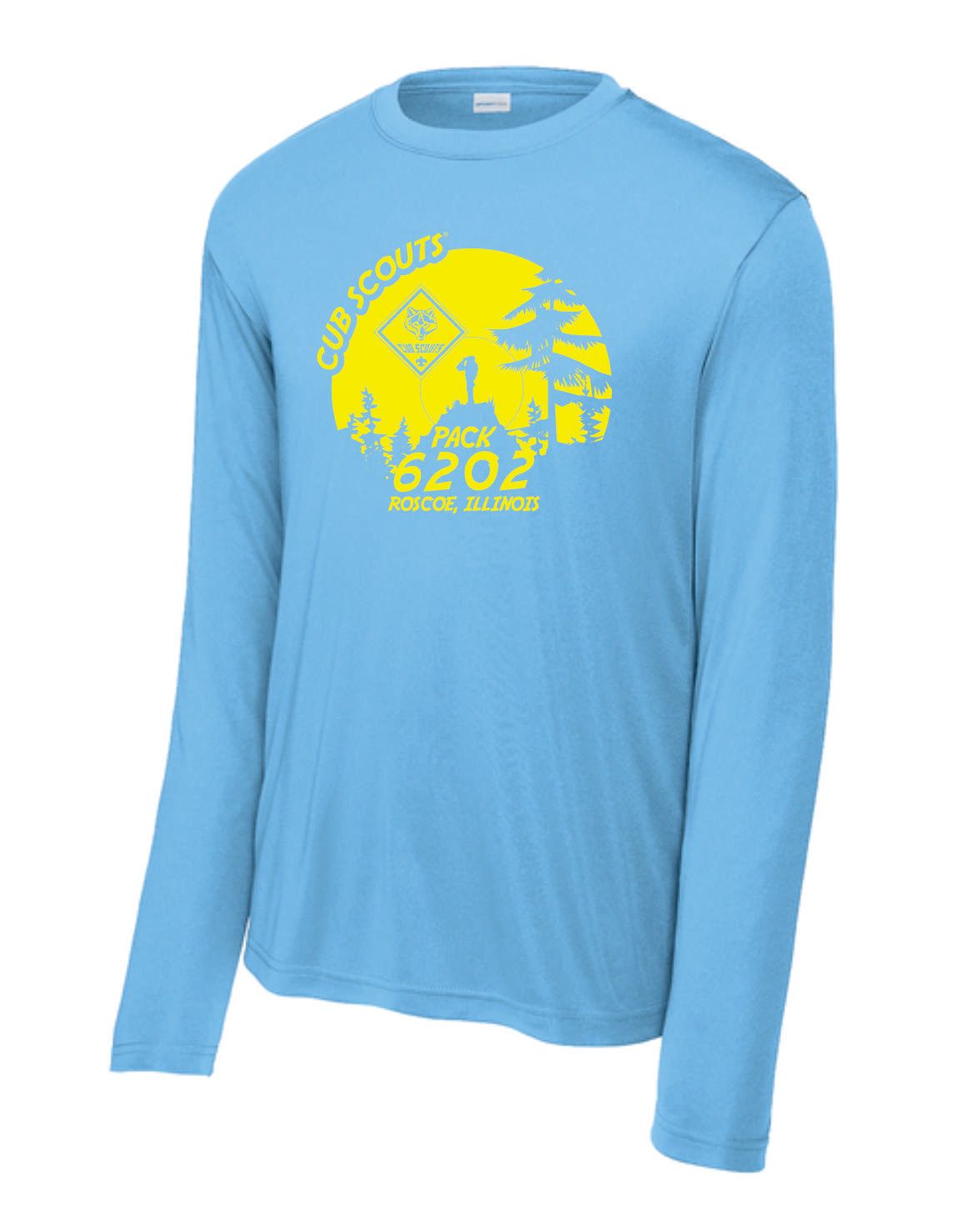 PACK 6202 LONG SLEEVE MOISTURE-WICKING POLYESTER T-SHIRT, CAROLINA BLUE