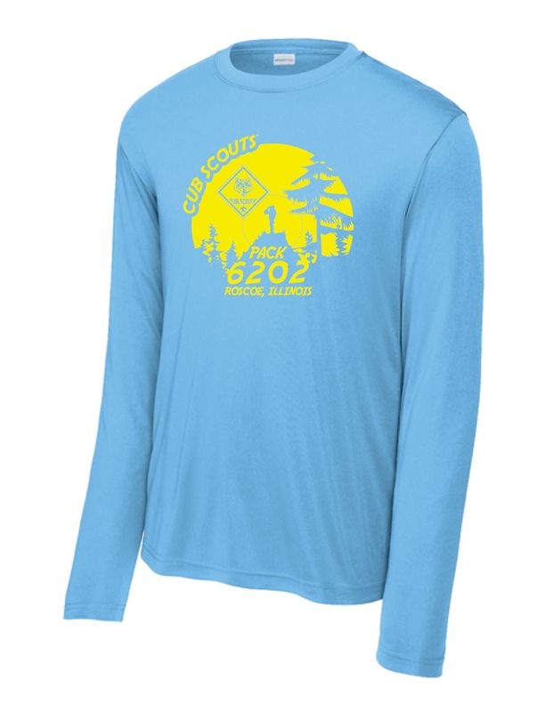 PACK 6202 LONG SLEEVE MOISTURE-WICKING POLYESTER T-SHIRT, CAROLINA BLUE