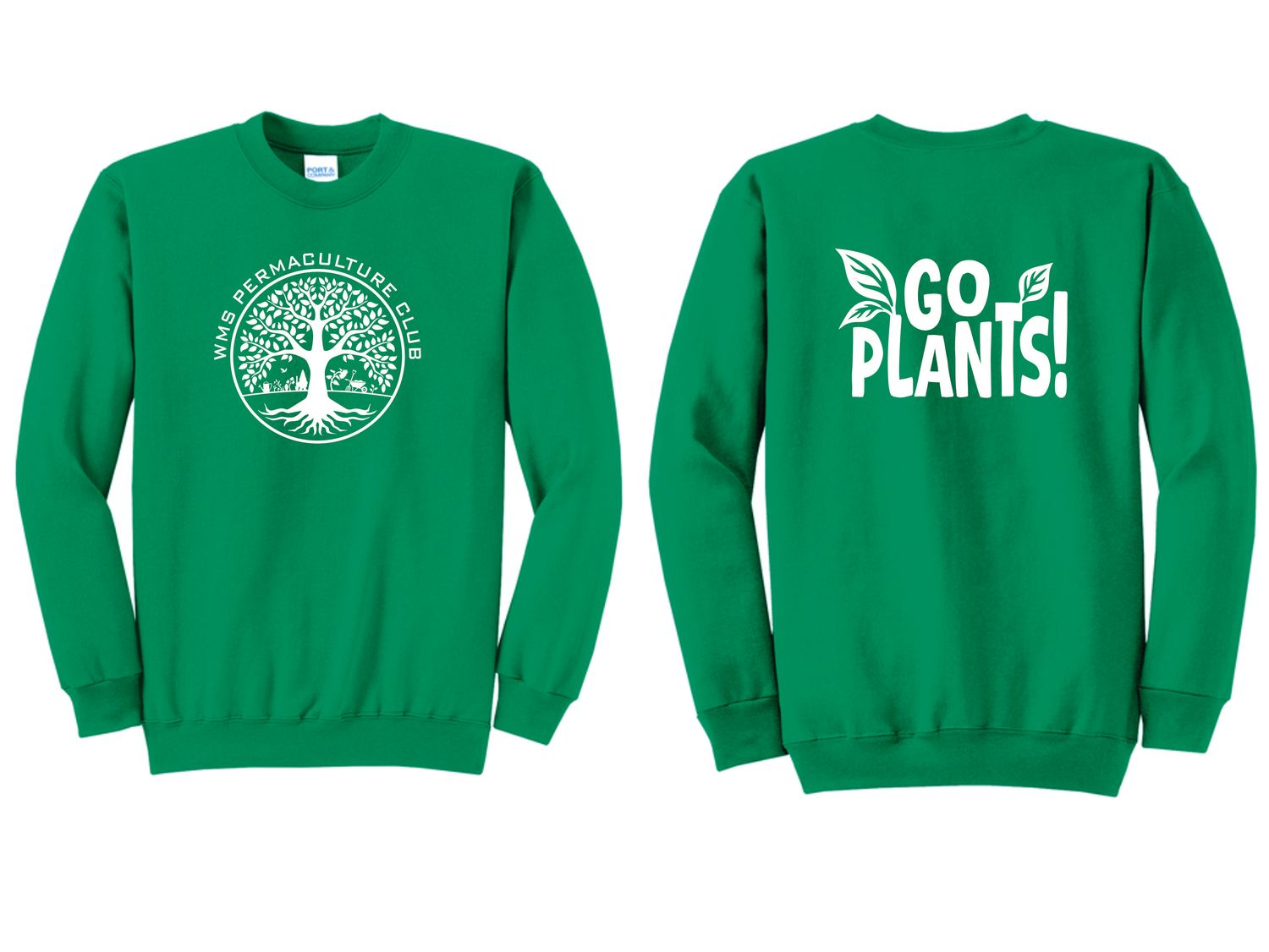 WMS PERMACULTURE CLUB CREWNECK SWEATSHIRT, KELLY GREEN