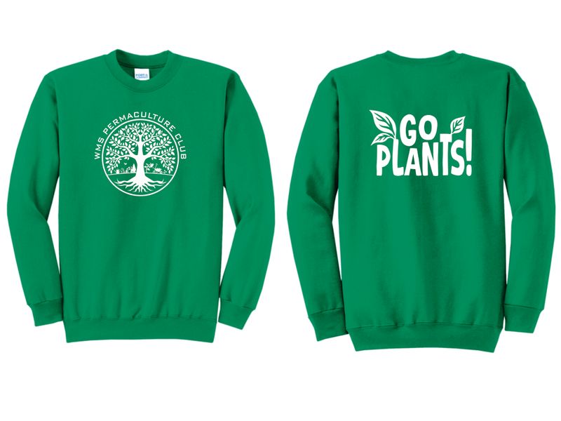 WMS PERMACULTURE CLUB CREWNECK SWEATSHIRT, KELLY GREEN