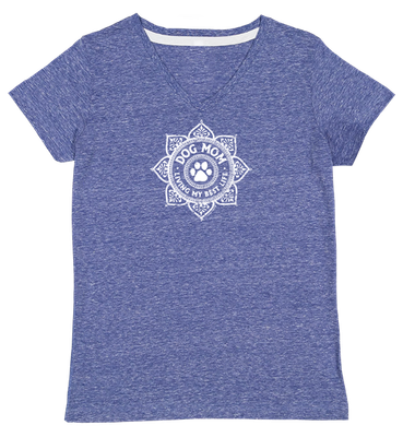 Dog Mom Lotus V-Neck Tee Shirt