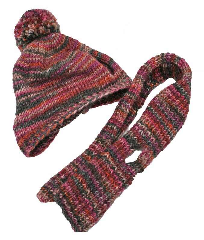 Hand Knitted Hat and Scarf set