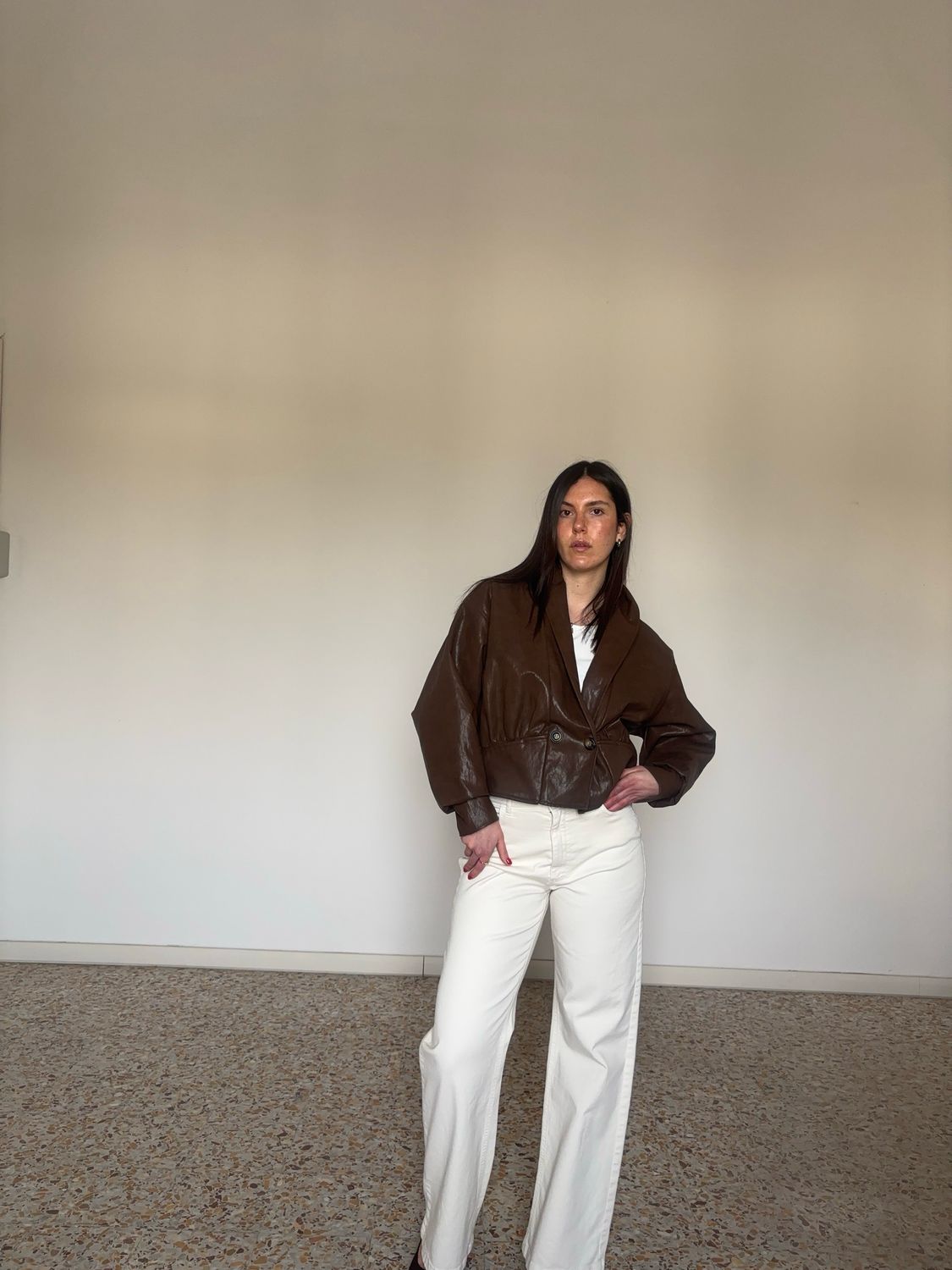 Bomber giacca in viscosa/ecopelle