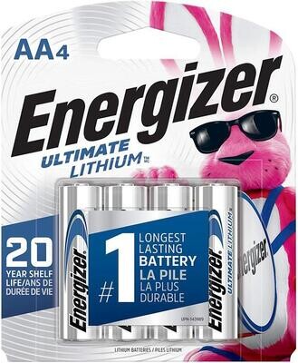 BATTERIES ENERGIZER ULTIMATE LITHIUM AA QTY:4