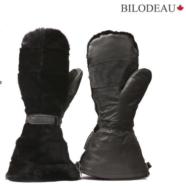 BILODEAU MITAINES LONGUES LOUP MARIN NOIR PATCHWORK UNISEXE (XL)
