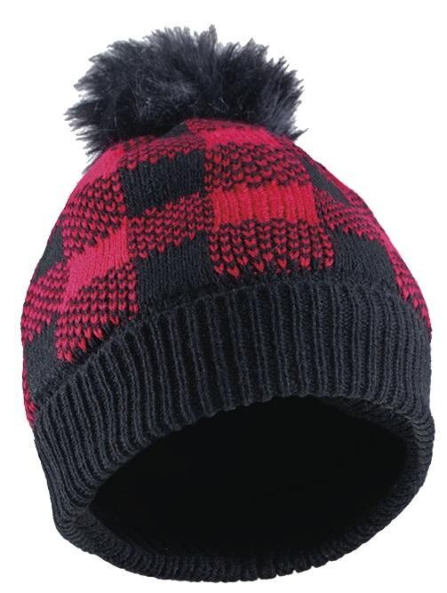 ALPER TUQUE A CARREAUX NOIR/ROUGE &#39;ALBERTVILLE&#39; (O/S)