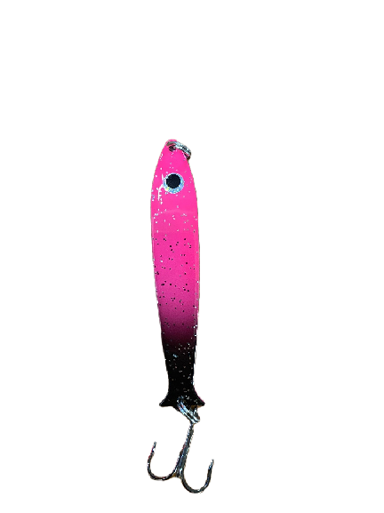 Bruno Morency Cuillère Fish Flasher 120 3&#39;&#39; ROSE/NOIR-GLITTER
