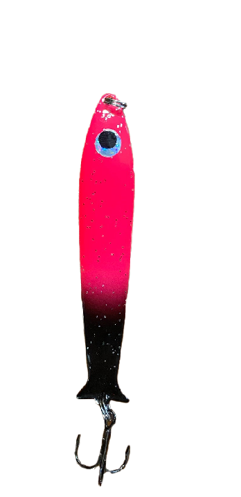 Bruno Morency Cuillère Fish Flasher 120 4&#39;&#39; ROSE NOIR GLITTER