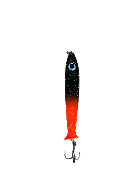 Bruno Morency Cuillère Fish Flasher 120 4&#39;&#39; ORANGE BLACK GLITTER