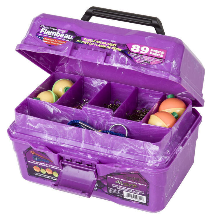 FLAMBEAU COFFRE BIG MOUTH, TACKLE KIT, VIOLET, QTY: 89