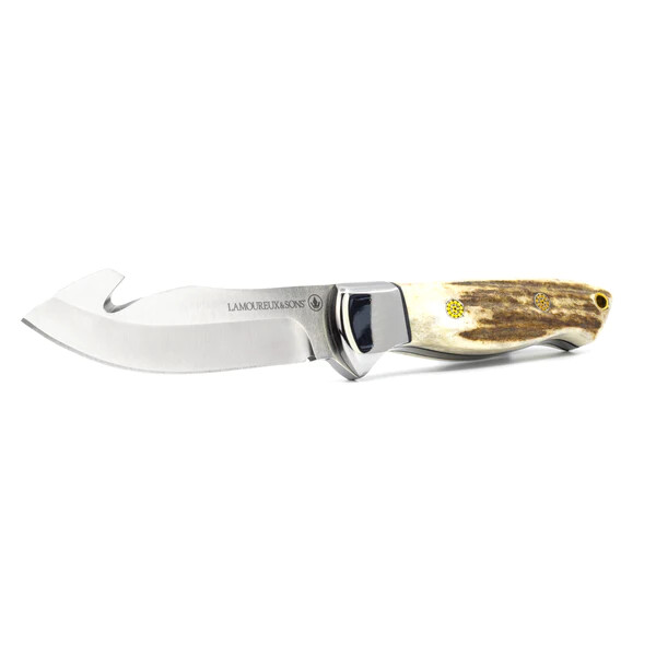 LAMOUREUX &amp; SONS COUTEAU DE CHASSE &#39;&#39;RADISSON&#39;&#39; EN BOIS DE CERF