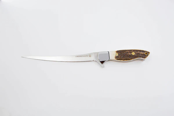 LAMOUREUX &amp; SONS COUTEAU DE PÊCHE &#39;&#39;BONAVENTURE&#39;&#39; EN BOIS DE CERF