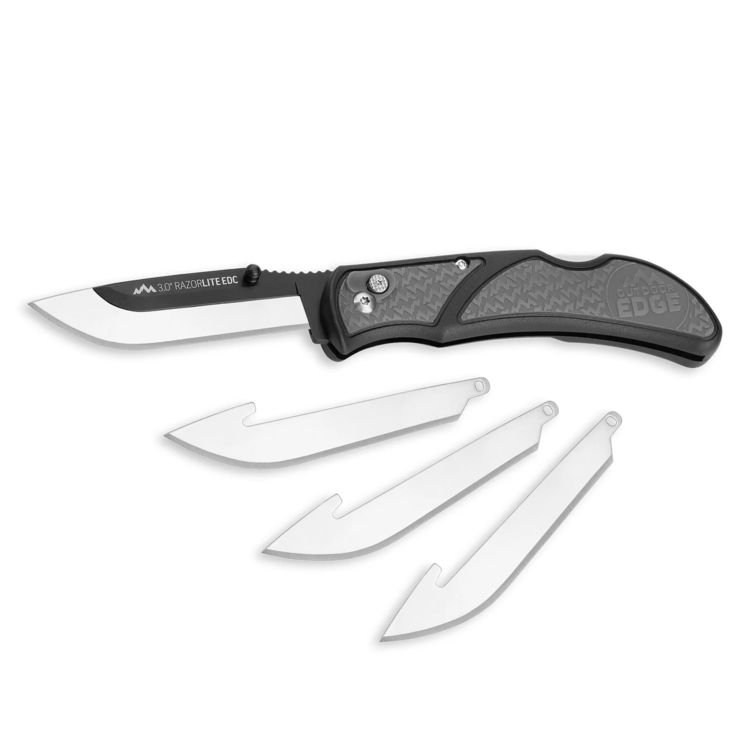 OUTDOOR EDGE COUTEAU 3.0 RAZOR-EDC LITE , 4 LAMES GRIS AVEC ÉTUI