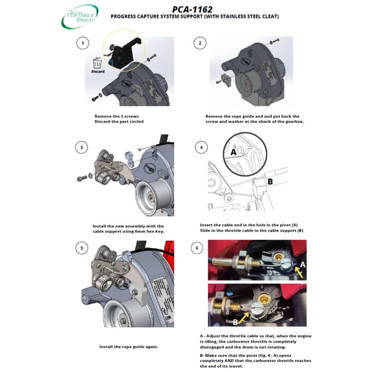 PORTABLE WINCH BRAS DE SUPPORT ANTI-RETOUR