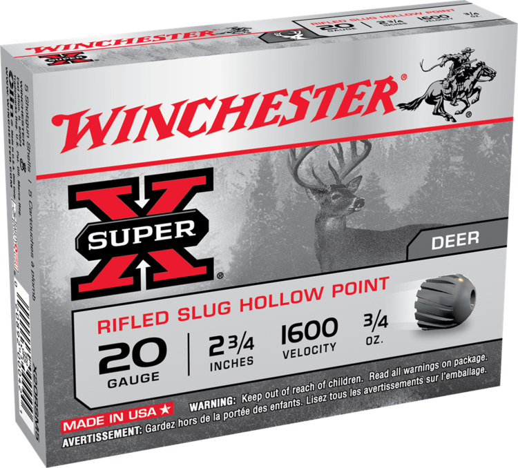 WINCHESTER RIFLED SLUG 20GA, 2.75&quot;, 3/4OZ, QTY:5