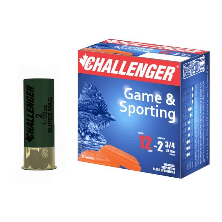 Challenger Cartouche 12 Ga. 2 3/4  Magnum 1 1/4oz. H1225 # 4 10x25