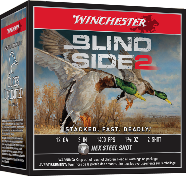 WINCHESTER BLIND SIDE 2  HIGH VEL .12 1 3/8OZ #2 1400  3 &#39;&#39; (25)