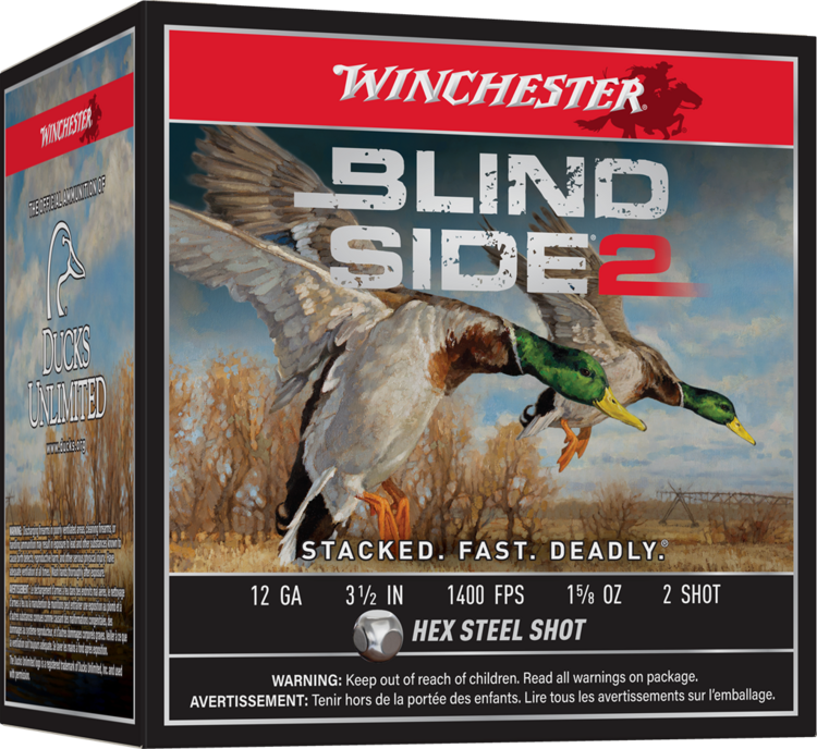WINCHESTER BLIND SIDE 2  HIGH VEL .12 1 3/8OZ #2 1400  3 1/2 &#39;&#39; (25)