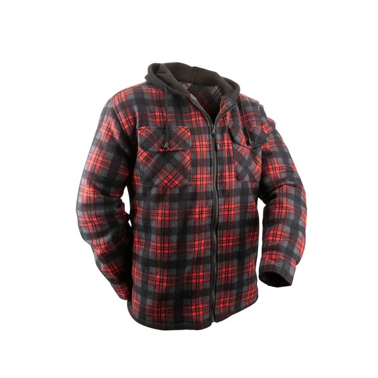GKS CHEMISE POLAR AVEC CAPUCHON ROUGE/NOIRE (2XL)