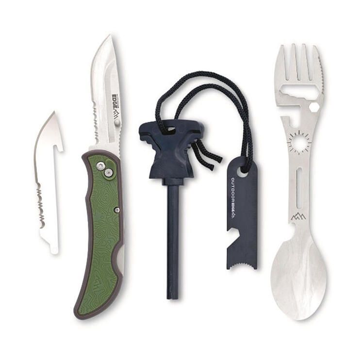 OUTDOOR EDGE  COMBO COUTEAU/SPORK/FIRE STARTER