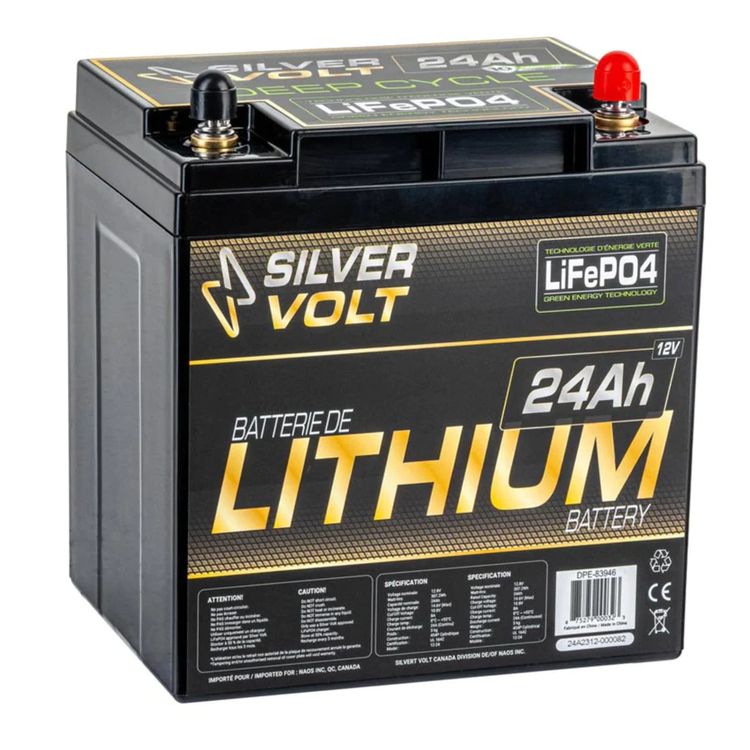 SILVER VOLT BATTERIE AU LITHIUM &#39;&#39;LiFeP04&#39;&#39; - 12.8 VOLT/24A